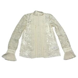 ERDEM x H&M Jacquard Victorian SILK Blouse LACE White